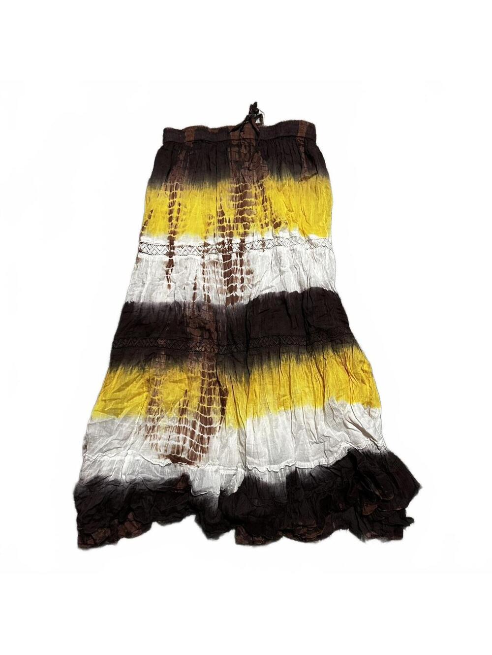 2000s Mirror Image Brown and Yellow Cotton Skirt Size M